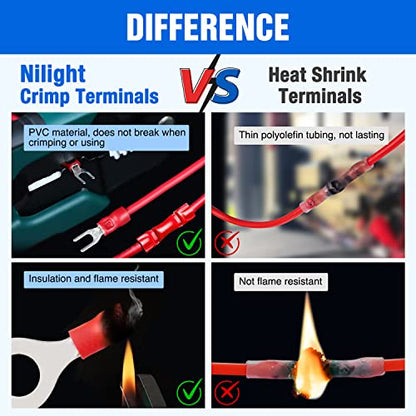 Nilight 840PCS Mixed Quick Disconnect Electrical Insulated Crimp Terminals - color: 840PCS Mixed Crimp Terminals