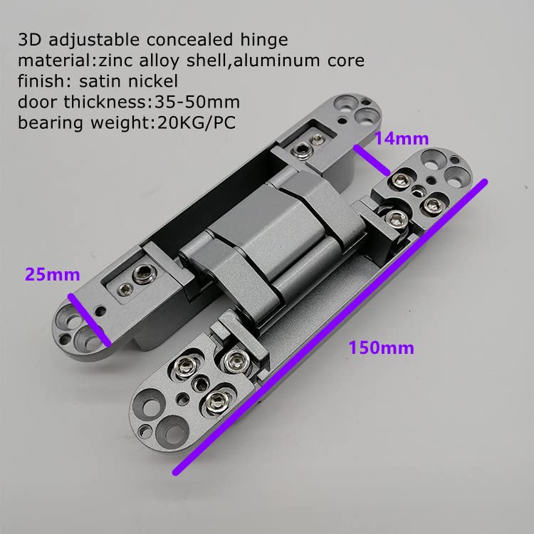 Ranbo 6 Inch Hidden Door Hinge, 3D Adjustable, Zinc Alloy Hardware Kit - size: 6 Inch