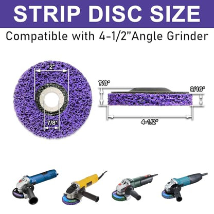 Paint Stripping Discs 12-Pack, 4-1/2" Purple Strip Disc Wheel for Angle Grinder, Ideal for Paint, Rust, and Grime Removal, Metal and Wood Stripping - style: 12 pack purple 4-1/2"