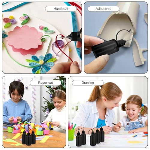 10Pcs 30ml Needle Tip Glue Bottle, 2 Funnel Includes,Black - color: Black