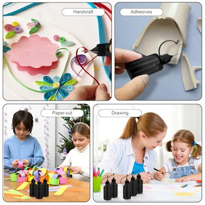 10Pcs 30ml Needle Tip Glue Bottle, 2 Funnel Includes,Black - color: Black