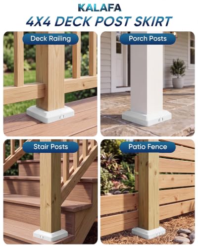 Aluminum 4x4 Post Base Cover - 4 Pack Split Post Skirt Trim (White) - color: white 4-pack 3.5-inch