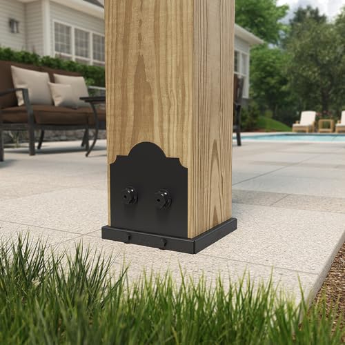 OZCO Laredo Sunset Lite Post Base, 8in x 8in, 1 Kit with Hardware, Black - size: 8x8, style: Laredo Sunset Lite