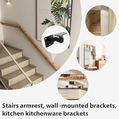 4 Pcs Handrail Bracket Black Iron Staircase Handrail Brackets