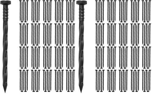 Gardzen 100 pcs Landscape Edging Anchoring Spikes, 6 inches Yard Lawn Paver Edging Stakes for Weed Barrier, Garden Fence, Artificial Turf (Pack of 2) - size: 100 pcs (Pack of 2)