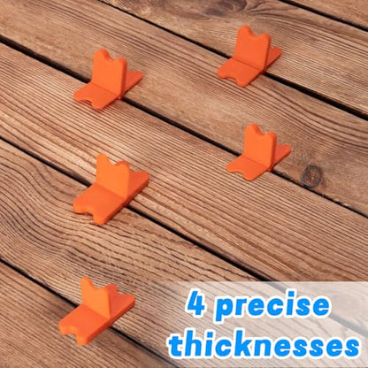 Deck Board Spacer Tool Set, 8 Pack red ABS Plastic Spacing Guides, Multiple Thicknesses 1/16 ，3/16，1/8、1/4 Inch, for Composite Decking Installation