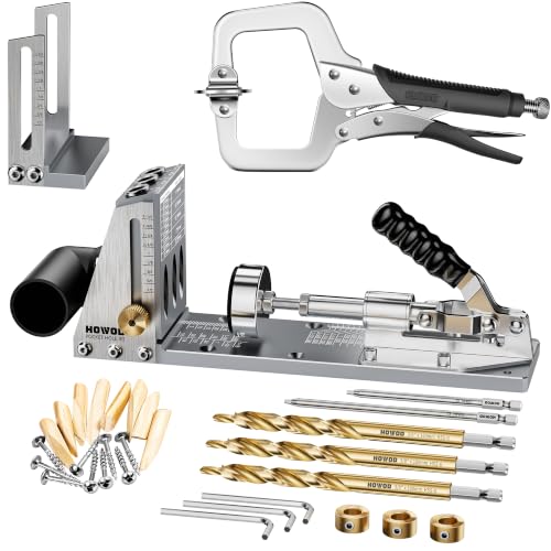 Pocket Hole Jig Kit, Professional Metal Pocket Screw Jig System
