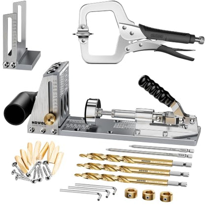 Pocket Hole Jig Kit, Professional Metal Pocket Screw Jig System