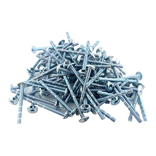 100 Pack Rok Hardware #8 x 2 Slotted Machine Thread Phillips Sqaure Drive Break Away Long Truss Head Screws