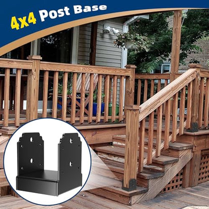2 Pack 4X4 Post Base for Concrete, Heavy-Duty Post Anchor Bracket Kit - size: 4x4 post base (2 PCS)