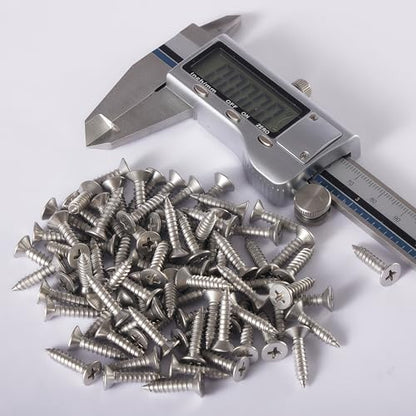 304 Stainless Steel #8 x 3/8" Flat Head Self Tapping Wood Screws 180PCS - size: #8 x 3/8"（180PCS）