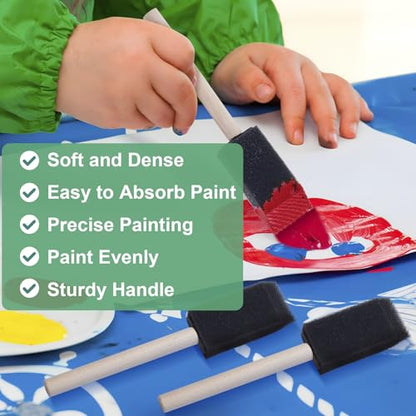 HINZIC 5Pcs Foam Paint Brushes, 1" Sponge Paint Brushes with Wood Handle