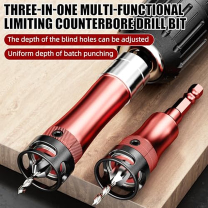 10 in 1 Multifunctional Countersink Drill Bit Set with Red Aluminum Handle Adjustable Depth Limit Countersink Drill Bits for Wood Professional Woodworking Tool Kit Making the Cut Store