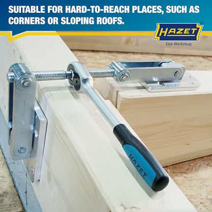 HAZET Beam and Panel Pulling Tool 1774-2, Forged for Heavy Duty, Suitable for Clamping and Pulling Timber, Ergonomic Reversible Ratchet, Incl. 2 Aluminum Plates, Clamping Travel 4.53 In - style: With plates