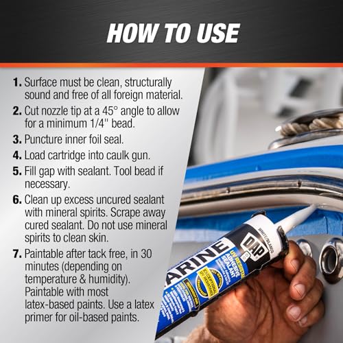 DAP Marine UV Resistant Adhesive Sealant, White, 10.1 oz (7079800770)