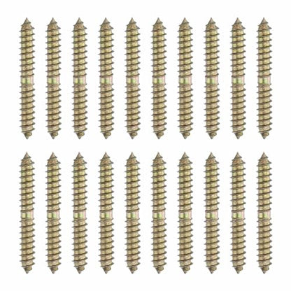 MECCANIXITY 20 Pcs Double Ended Screws, M8 x 60 mm Carbon Steel Hanger Bolts, Self-Tapping Wood Dowel Screws for Wood Joint Furniture, Color Zinc - size: M8 x 60 mm