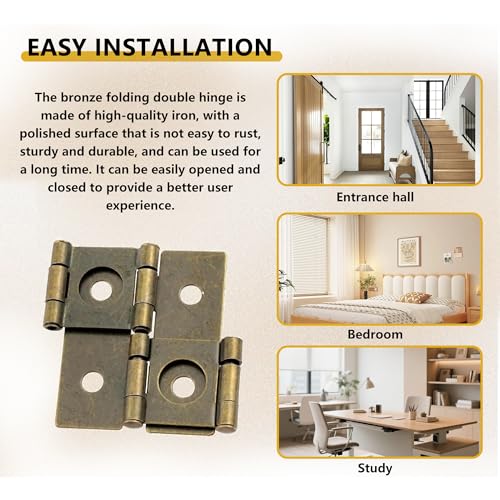 8-Pack 360° Retro Double Acting Hinges – Antique Brass Folding Screen - color: Bronze