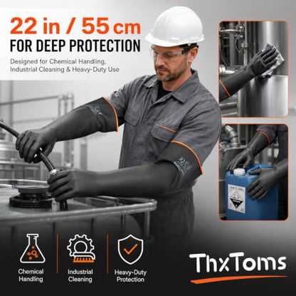 ThxToms Chemical Resistant Gloves, 28 Mil Heavy Duty Latex, 18 Inch, 1 Pair - color: 18"