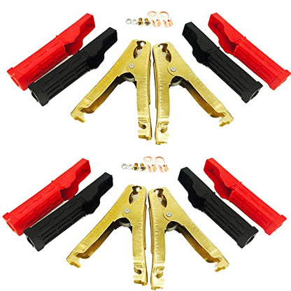 4 Pcs Jumper Cable Battery Clamps Crocodile Clamp Pure Copper 100A-500A Car Battery Charger Clamps Power Replacement Battery Alligator Clips Jumper Cables Clamp Welding machine clamp - color: 4pcs 100-500a