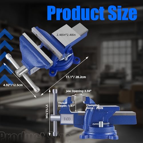 FATO 5” 360° Iron Light Duty Bench Vise, 2500LB - size: Light-5"