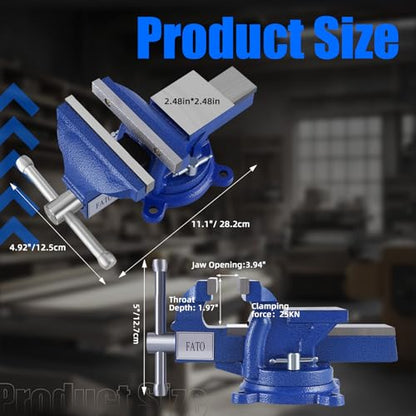 FATO 5” 360° Iron Light Duty Bench Vise, 2500LB - size: Light-5"