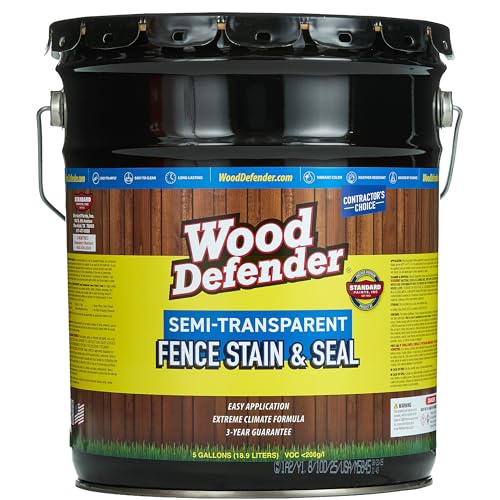 Wood Defender Semi-Transparent Fence Stain and Seal, Dark Sierra, 5-Gallon - color: Dark Sierra, size: 5 Gallon