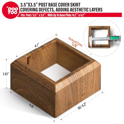 Deck Post Base Covers, Aluminum Post Cover 4"x4"(Actual 3.5"x3.5"), Split Post Base Trim Skirt for Deck railings, Patios (Walnut Wood Grain-4pcs) - color: Walnut, size: 3.5in