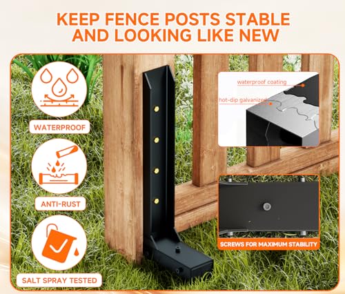 Fence Post Repair Kit, Quick Fix Leaning for 4x4/ 6x6 Wood Posts (4-Pack)