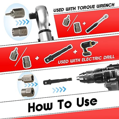 33Pcs Screw Bolt Extractor Set Hex Head Multi-Spline, Left Hand Drill Bit Set Easy Out Stripped Bolt Remover with Adapter, Bolt Extractor Kit for Removing Broken Rusted Nuts Screws Studs - size: 37Pcs