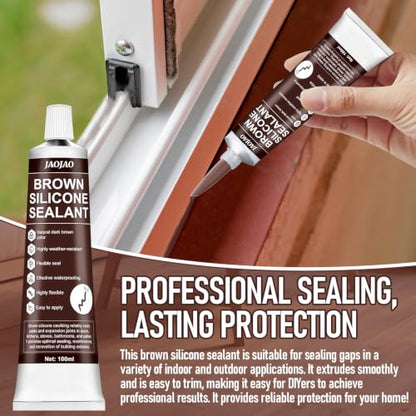 JAOJAO Brown Silicone Caulk Without Cracking or Peeling Long-Lasting Joints - color: Brown, size: 100ML