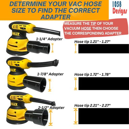 Sander Vacuum Adapter for DeWalt or Craftsman Sanders - Shop Vac Attachment for Dust Collection (2-1/2") by 1058Designs - style: 2-1/2"