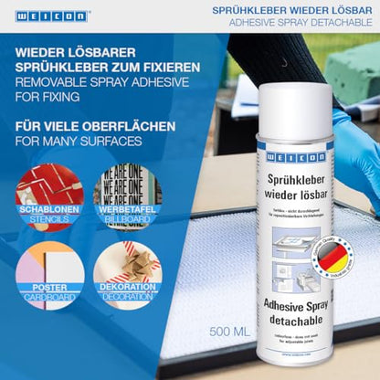 WEICON Adhesive Spray | 500 ml / 17oz | Transparent | for Felt, Foam, Leather, Carpets, Rubber, Wood | Craft Adhesive | Multipurpose | Industrial Grade (Adhesive Spray Detachable) - style: Adhesive Spray Detachable