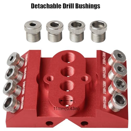 Toolcool 30 45 90 Degree Angle Drill Guide Jig for Straight Angled Holes with Detachable Drill Bushings And Positioning Bar