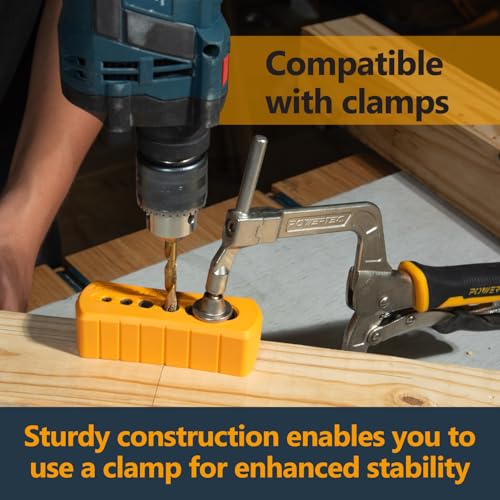 POWERTEC Drill Guide - Multi-Functional Drill Jig Block w/ 6 Common Drill Bit Sizes - for Straight Drilling Holes, Woodworking Tool, 2 PK (71971-P2) - style: 2PK Multi-Functional Drill Guide Jig Block