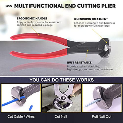 4Pcs Nail Puller and Staple Remover Tool Set, 7" End Cutting Pliers, Staple Puller, Tack Lifter, Fastener Remover, for Furniture Floor Wall Car Photo Frame