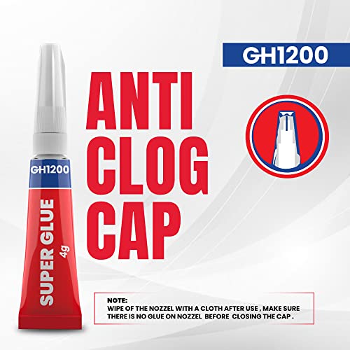 4 Gram x 8 Strong Super Glue All Purpose with Anticlog Cap. Super Fast & Strong Adhesive superglue, Cyanoacrylate Glue for Hard Plastics, DIY Crafts and Many More - style: 4Gx8