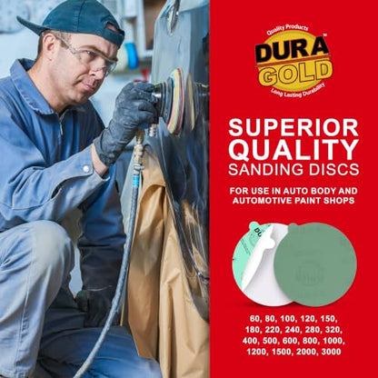Dura-Gold Premium 5" Green Film PSA Sanding Discs - 1000 Grit (Box of 50) - size: 1000-Grit