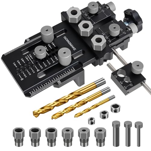 GOINGMAKE Dowel Jig Kit,Doweling Jig with Quick Positive Stop and Clamp