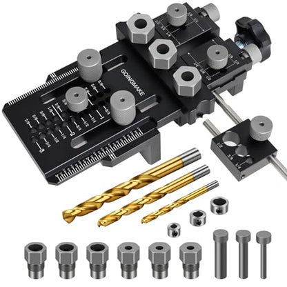 GOINGMAKE Dowel Jig Kit,Doweling Jig with Quick Positive Stop and Clamp