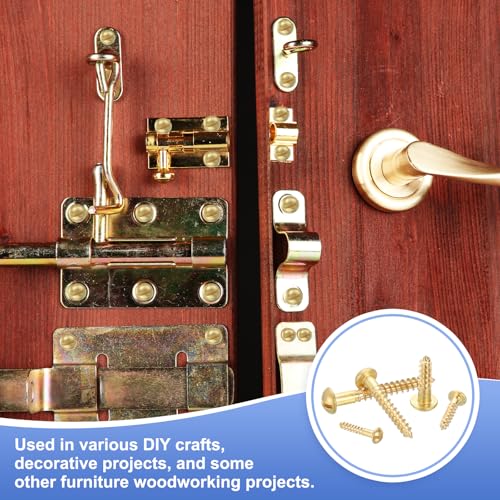 MECCANIXITY 35 Pcs Brass Screws, M2.5 x 10mm Solid Slotted Round Head Self-Tapping Wood Screw Fasteners for Woodworking Furniture Repair Photo Frame Drywall Home Appliances, Gold - size: M2.5 x 10mm