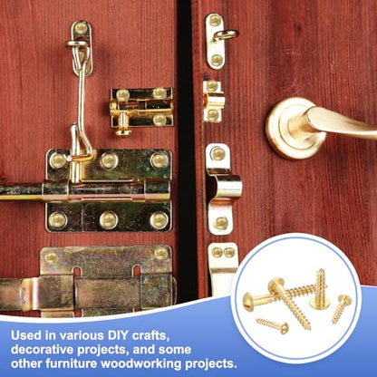 MECCANIXITY 35 Pcs Brass Screws, M2.5 x 10mm Solid Slotted Round Head Self-Tapping Wood Screw Fasteners for Woodworking Furniture Repair Photo Frame Drywall Home Appliances, Gold - size: M2.5 x 10mm