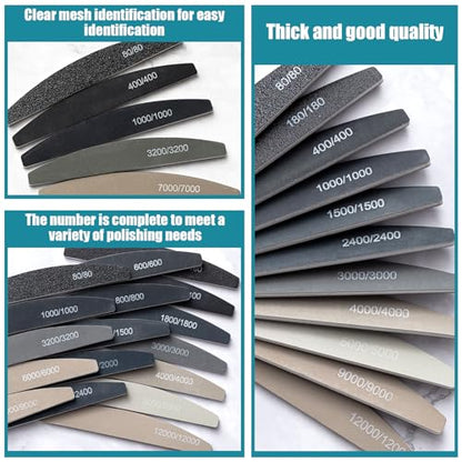 Honoson 20 Pcs Sanding Sticks Model, Low and High Grits, Moon Style - style: Moon Style