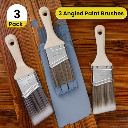 Mister Rui 3-Pack 2 Inch Angled Paint Brushes, Sash Brushes for Trim & Wall - size: 3PCS, 2" Short