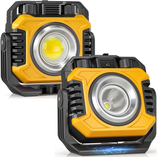 Samyoung 2-Pack 2400LM Magnetic Rechargeable Work Light, Up to 80 Hours