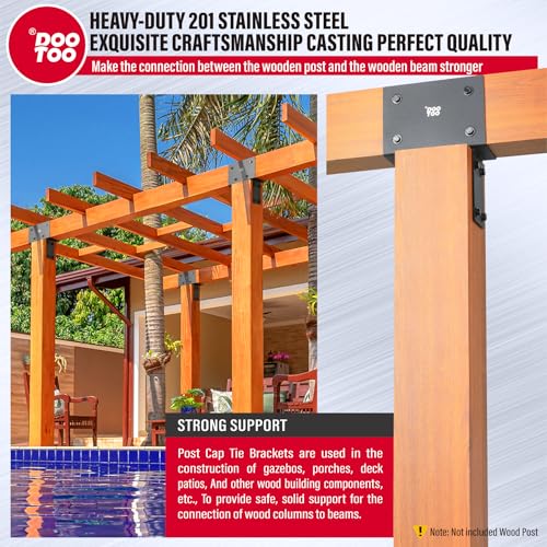 Stainless Steel Pergola Brackets, 6x6(Actual 5.5"x5.5") Post to Beam Bracket, Heavy Duty Post Cap Tie Bracket for Gazebos, Decks and Porches(4pcs-Black) - size: 6x6 (Actual Post 5.5"x5.5", Beams 5.5"x5.5")