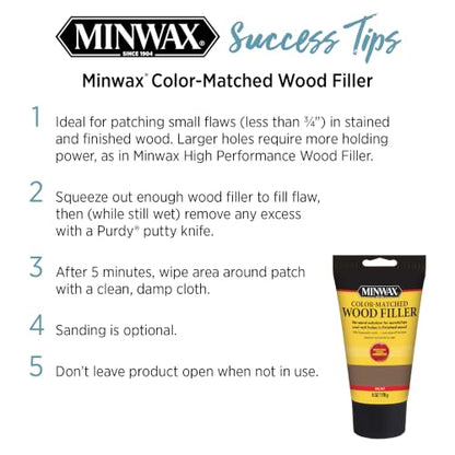 Minwax Color-Matched Wood Filler, Natural, 6 oz - color: Natural, size: 6 oz.