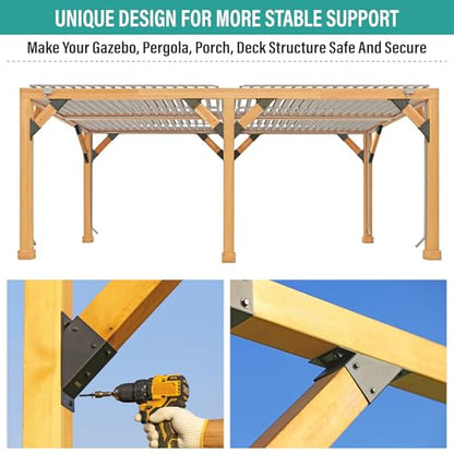 8Pcs 45 Degree Pergola Angle Support Brackets, 4x4 Wood Connector - size: 4"×4"-B
