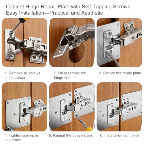 6 Pcs Cabinet Hinge Repair Plate Cabinet Repairs Kit 2 Sizes