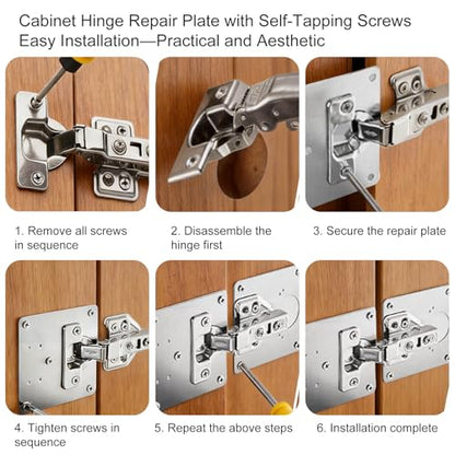6 Pcs Cabinet Hinge Repair Plate Cabinet Repairs Kit 2 Sizes