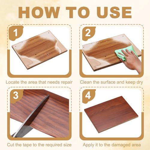HARFINGTON Wood Grain Repair Tape 5" x33ft Self-Adhesive Repair Patch - color: Beige Wood, size: 5" x 33ft